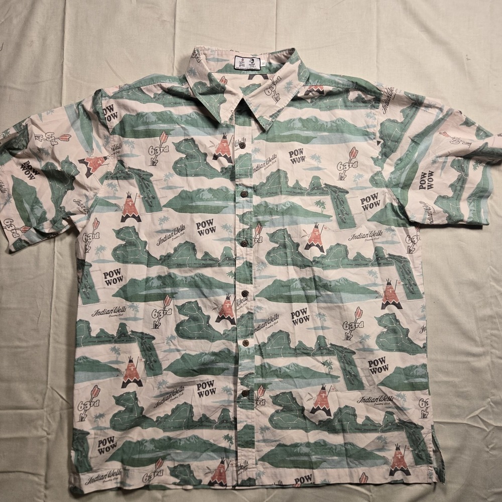 Nation Golf Shirt Mens XL Button Up Indian Wells 63rd Pow Wow All Over Print